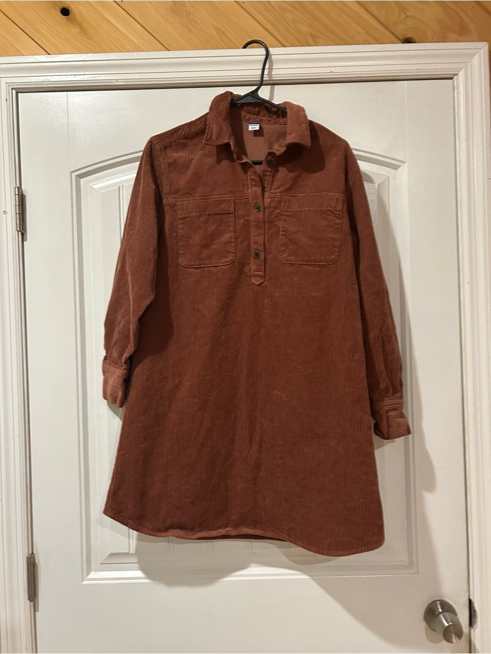 Old Navy Women's Button-Down Corduroy Shirt Dress in Rust